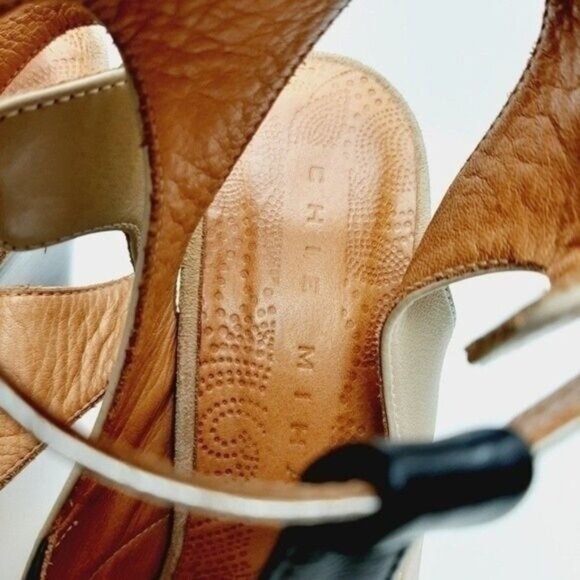 Anthropologie CHIE MIHARA Strappy Sandals Pumps Cream Leather Sz US 9 EUR 39 - Picture 8 of 13